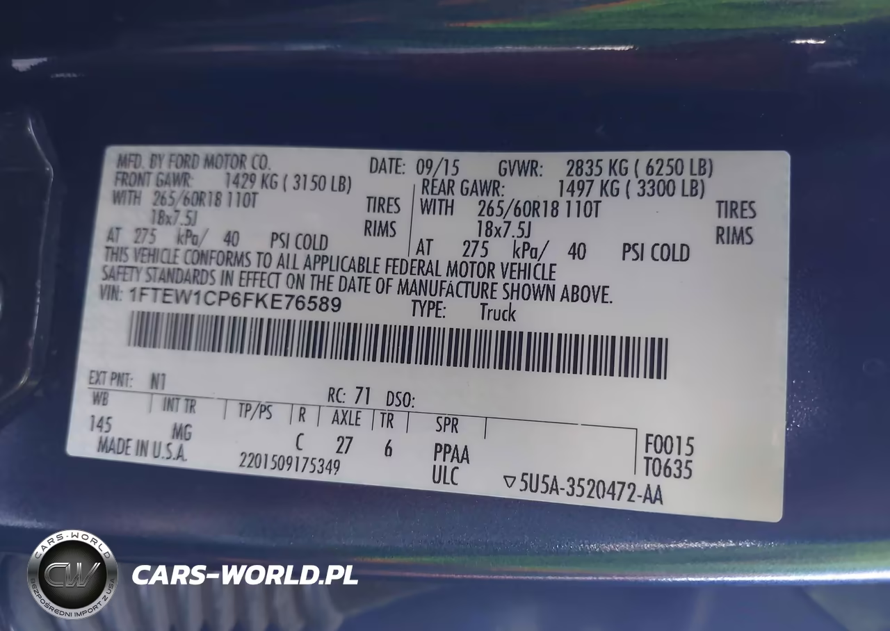 2015 Ford F-150 Lariat-Xl-Xlt VIN:1FTEW1CP6FKE76589 - 9