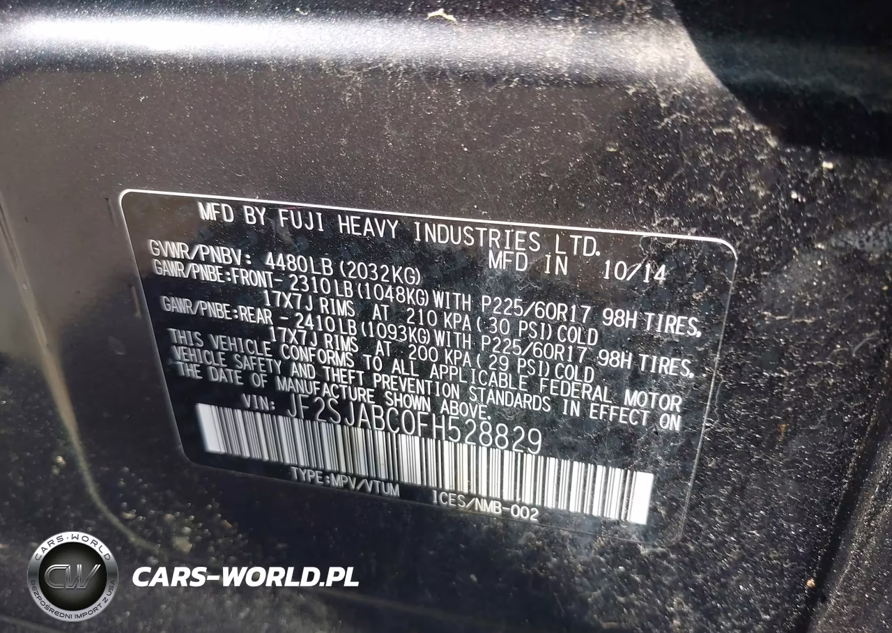2015 Subaru Forester 2.5I VIN:JF2SJABC0FH528829 - 9