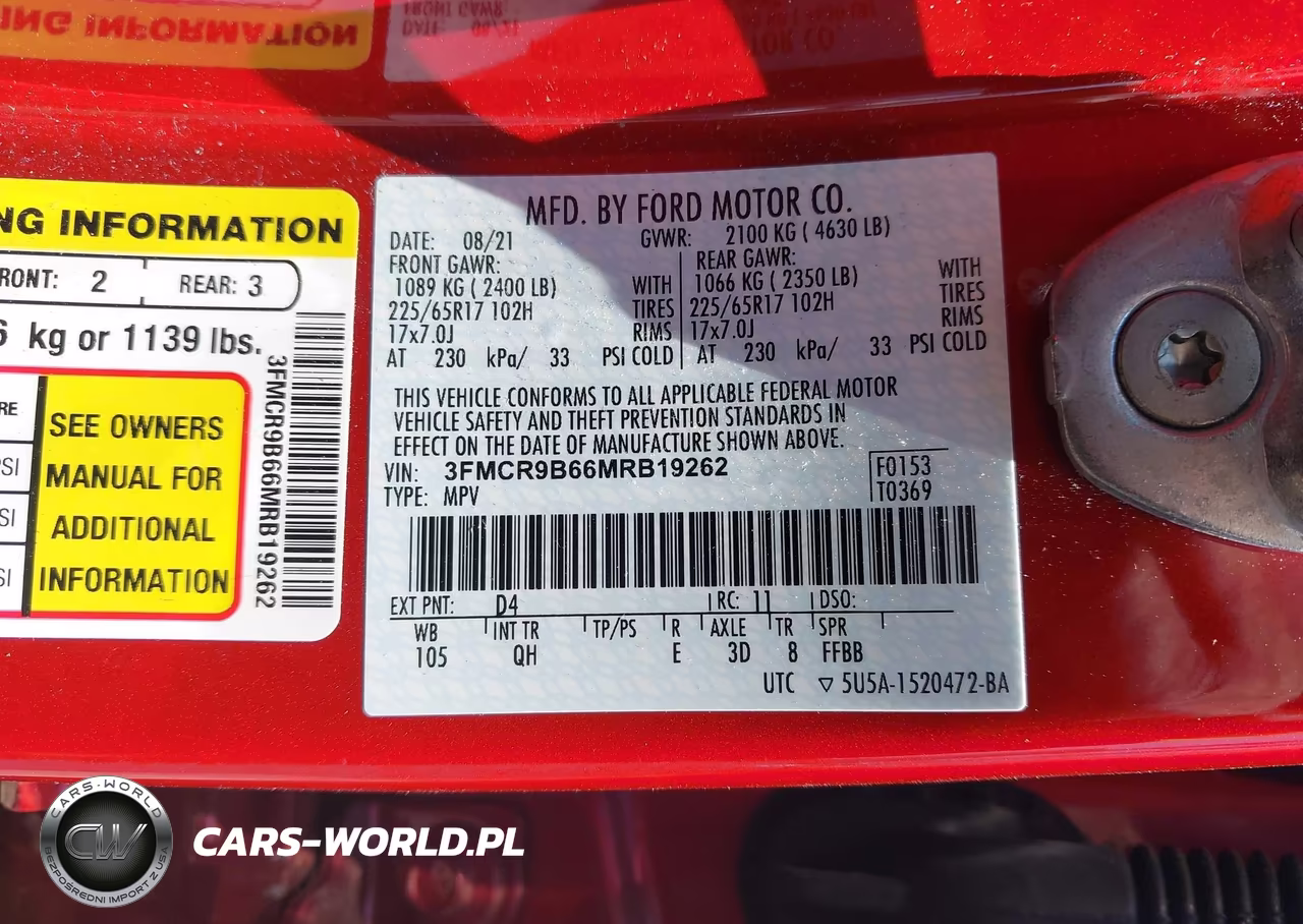2021 Ford Bronco Sport Big Bend VIN:3FMCR9B66MRB19262 - 9