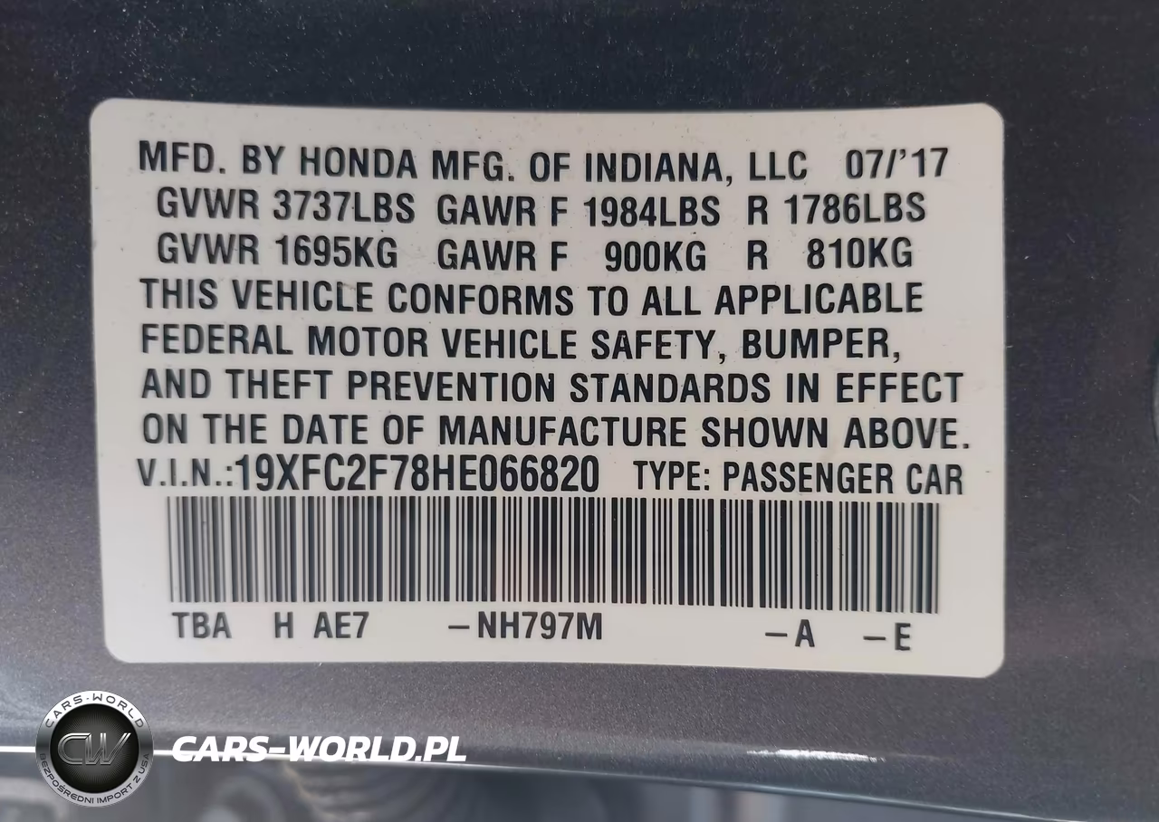 2017 Honda Civic Ex VIN:19XFC2F78HE066820 - 9