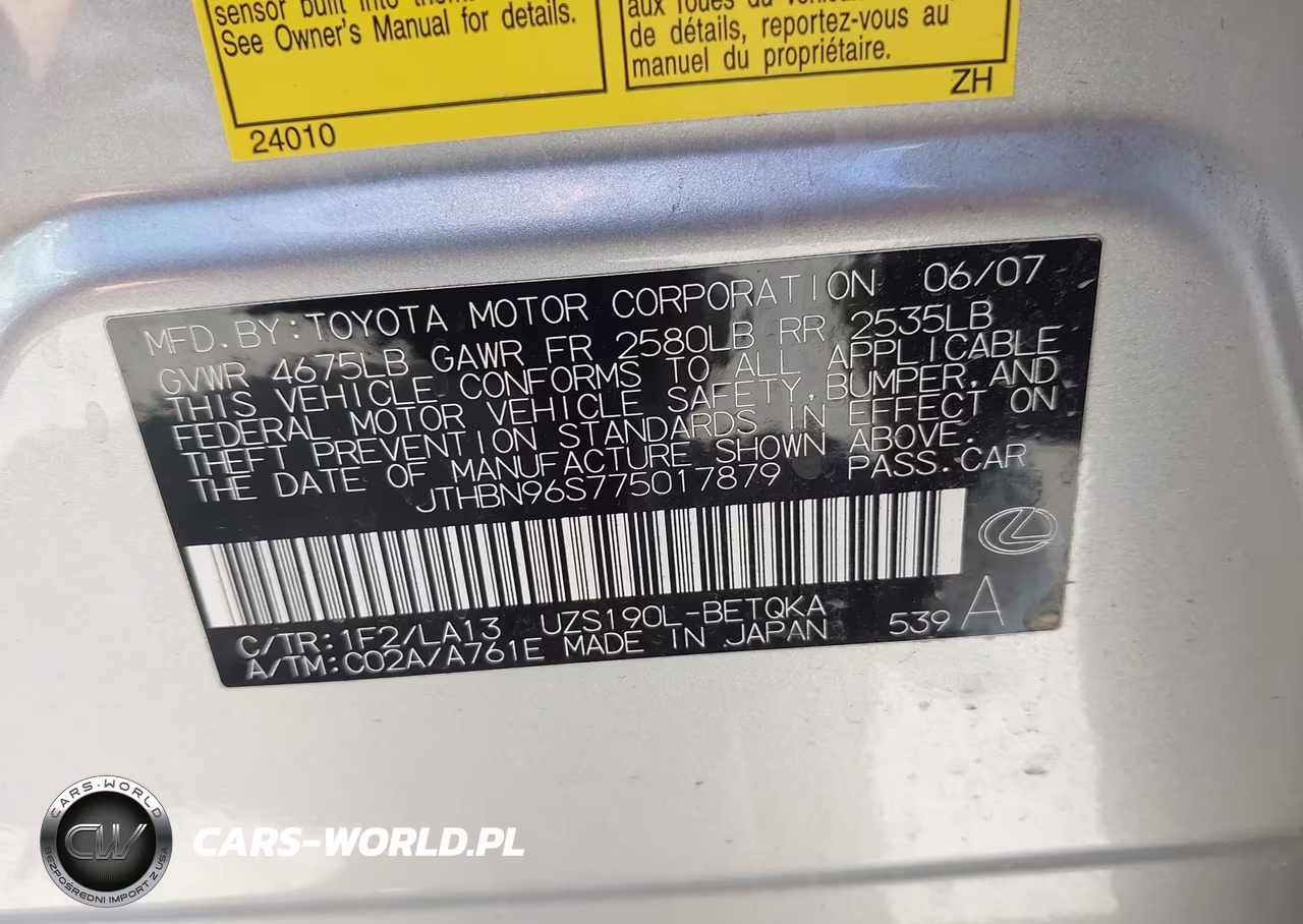 2007 Lexus Gs 430 VIN:JTHBN96S775017879 - 9