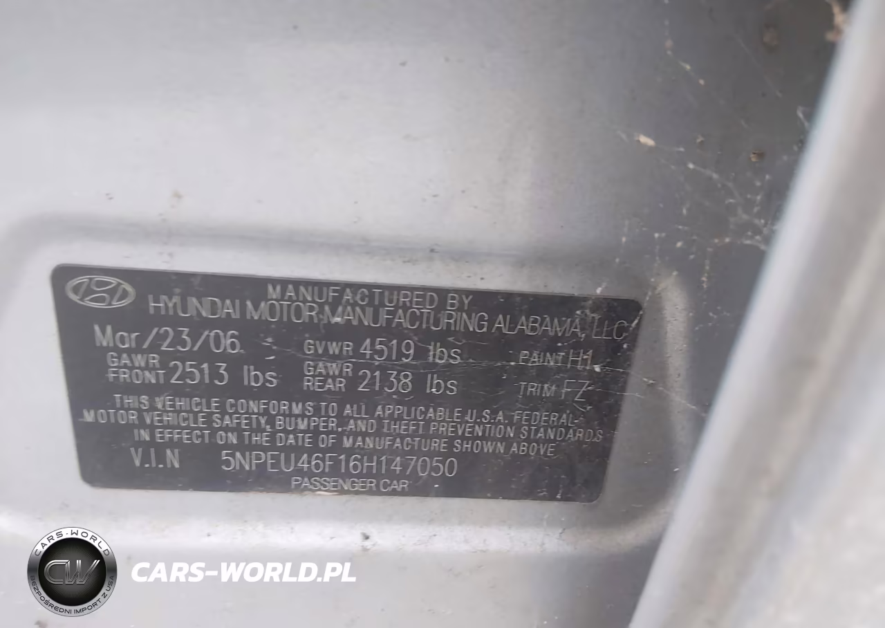 2006 Hyundai Sonata VIN:5NPEU46F16H147050 - 9