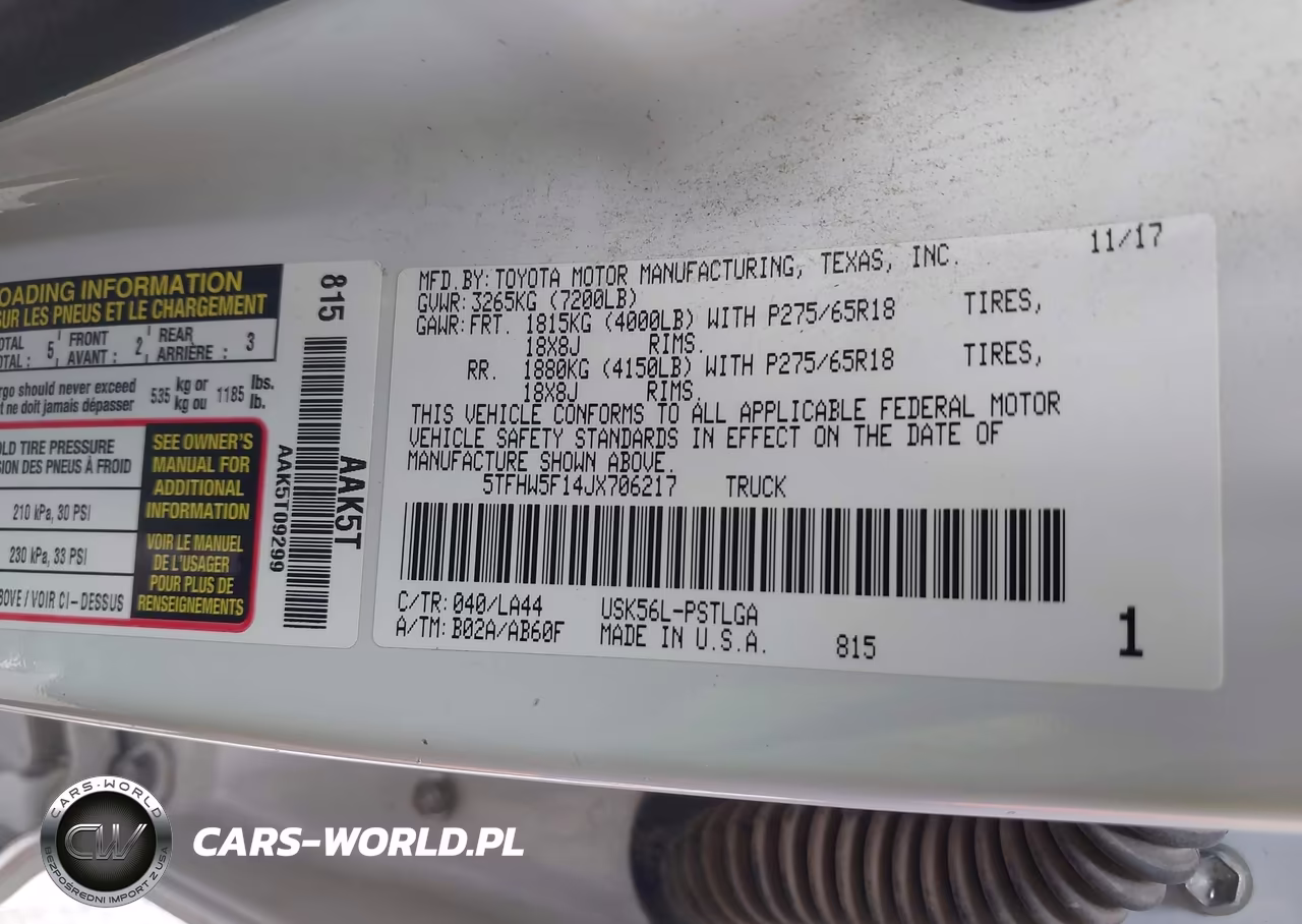 2018 Toyota Tundra Limited 5.7L V8 VIN:5TFHW5F14JX706217 - 9
