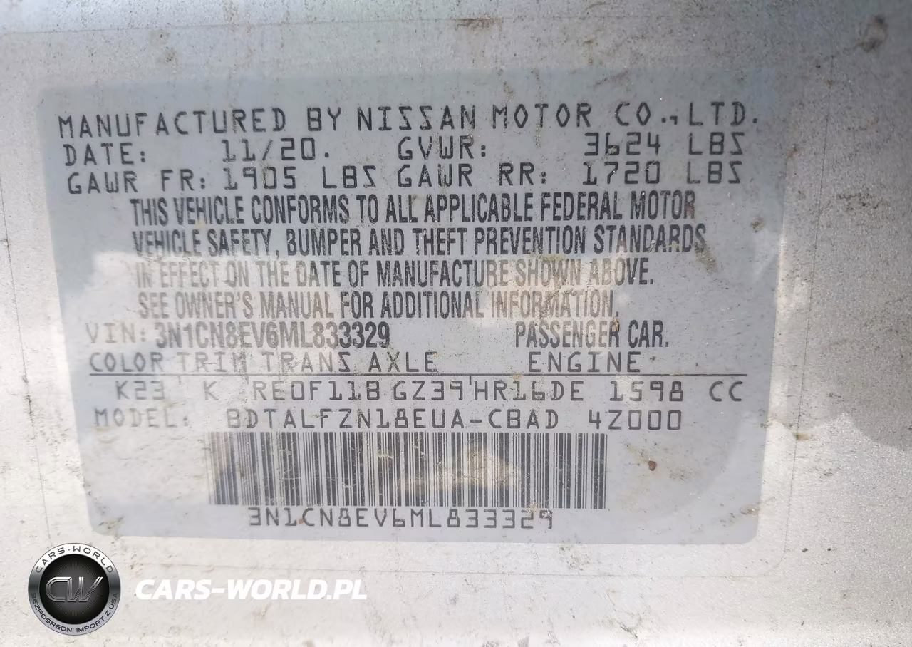 2021 Nissan Versa Sv Xtronic Cvt VIN:3N1CN8EV6ML833329 - 9