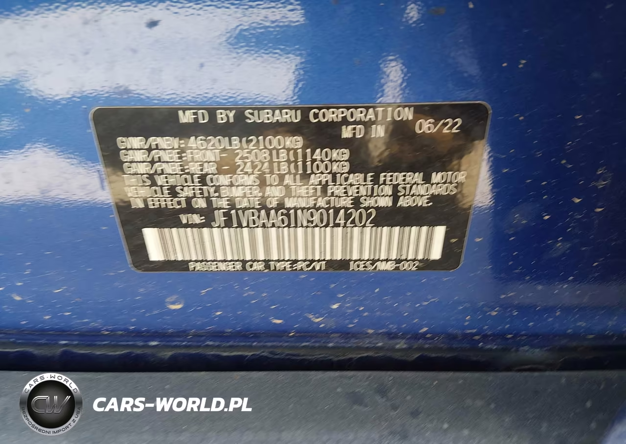 2022 Subaru Wrx VIN:JF1VBAA61N9014202 - 9