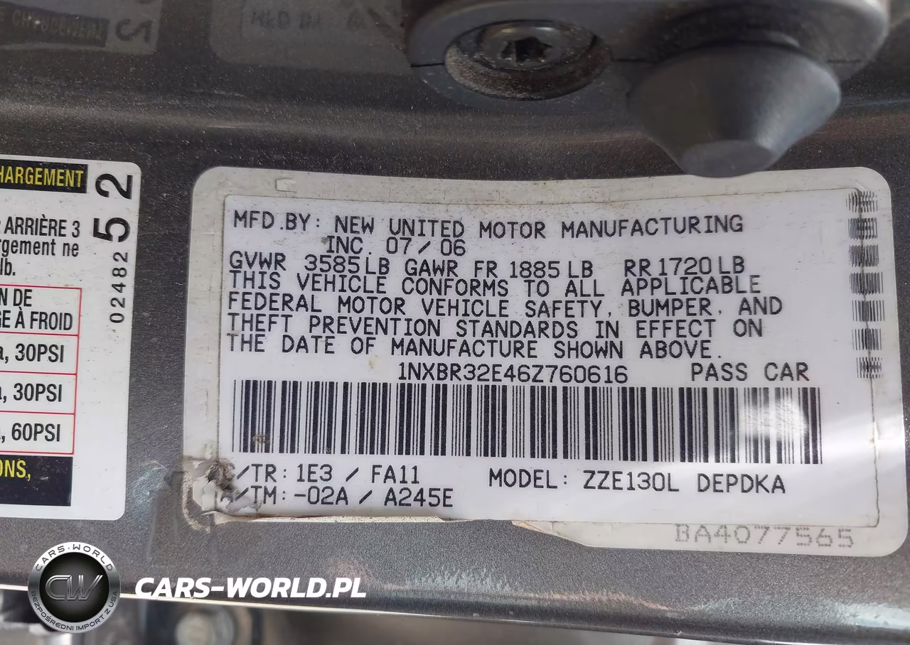 2006 Toyota Corolla Ce VIN:1NXBR32E46Z760616 - 9