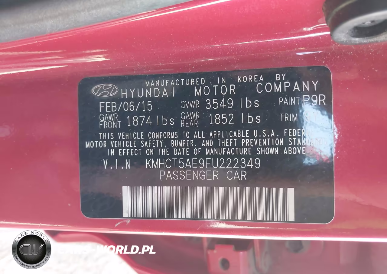 2015 Hyundai Accent Gs VIN:KMHCT5AE9FU222349 - 9