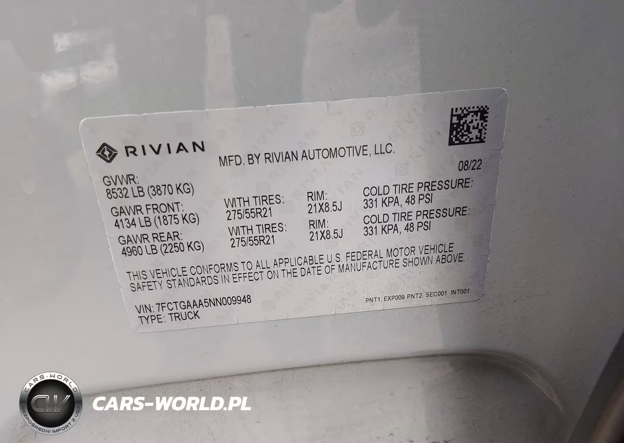 2022 Rivian R1T Adventure VIN:7FCTGAAA5NN009948 - 9