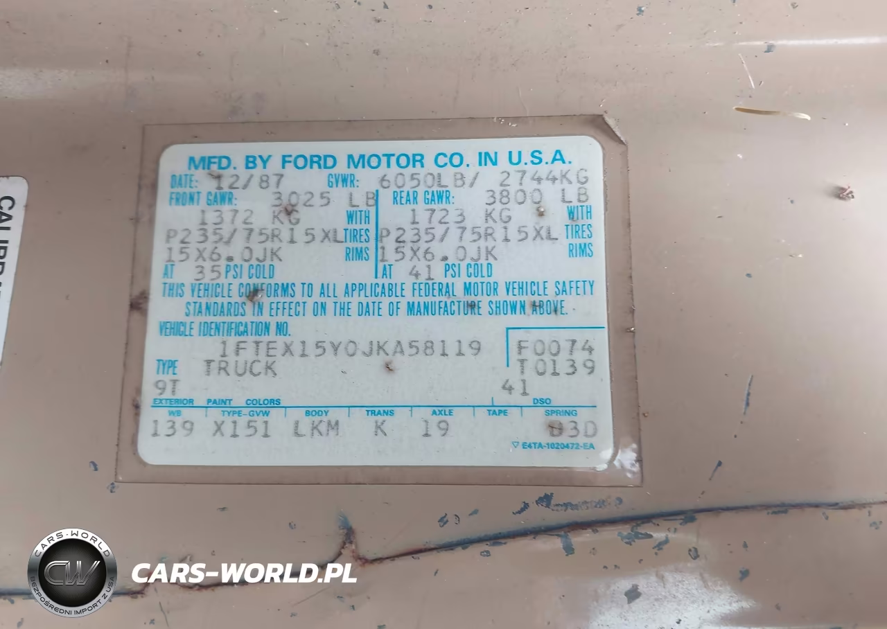 1988 Ford F150 VIN:1FTEX15Y0JKA58119 - 9