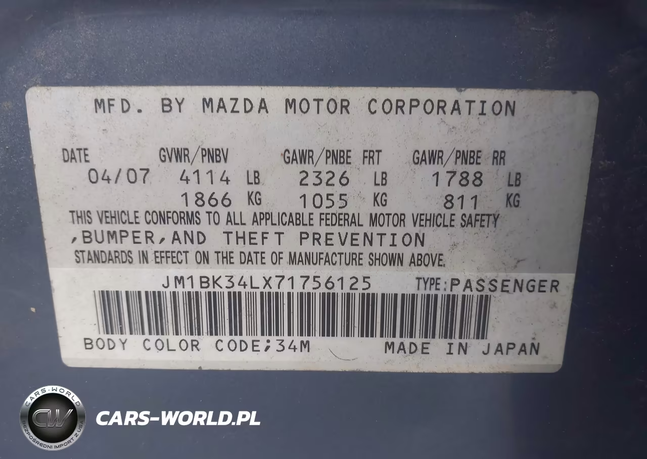 2007 Mazda Mazdaspeed3 Sport VIN:JM1BK34LX71756125 - 9