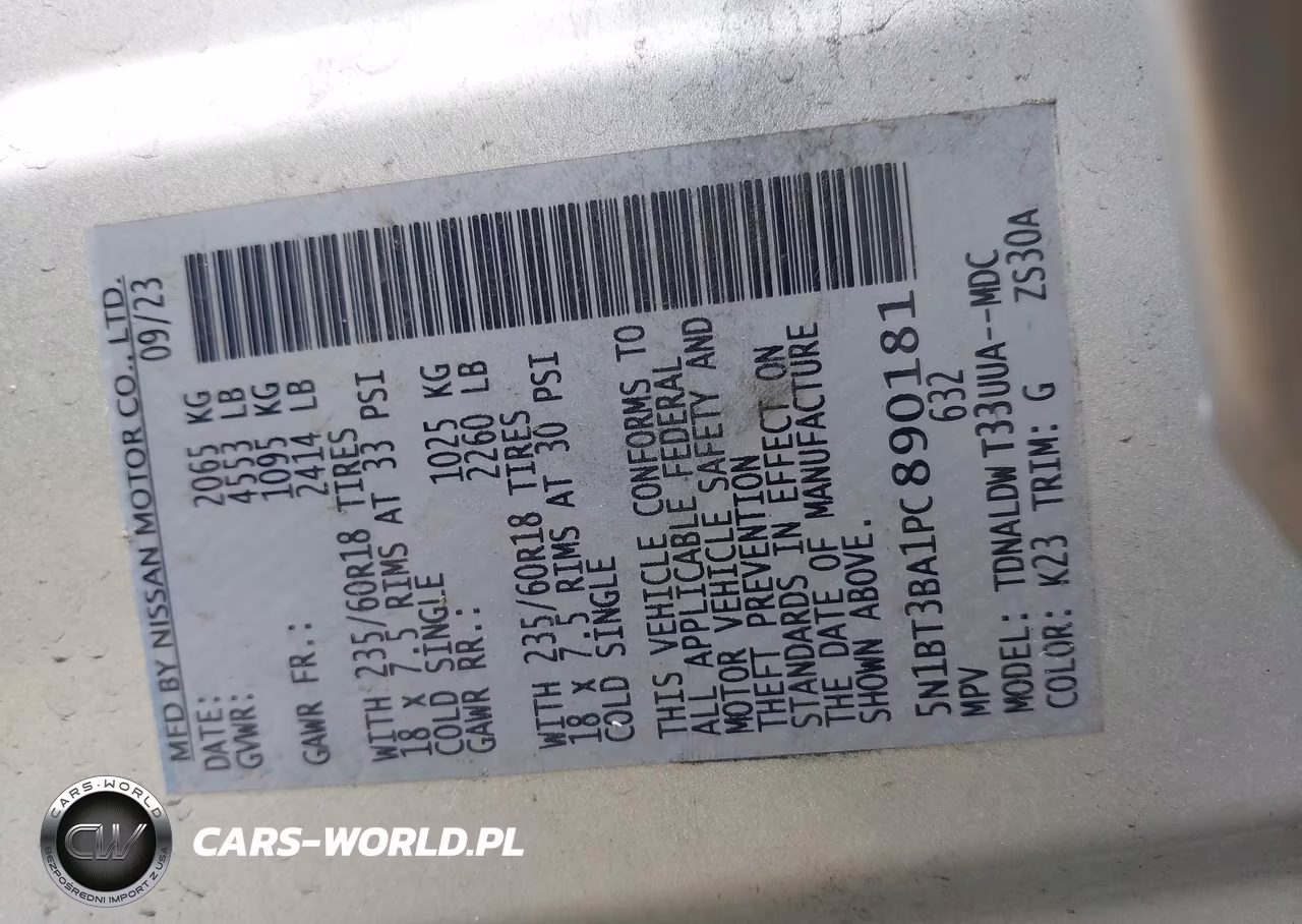 2023 Nissan Rogue Sv Fwd VIN:5N1BT3BA1PC890181 - 9