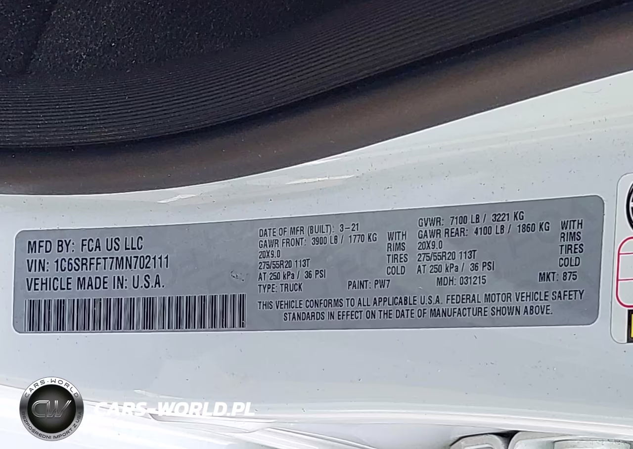 2021 Ram 1500 Big Horn 4X4 5'7 Box VIN:1C6SRFFT7MN702111 - 9
