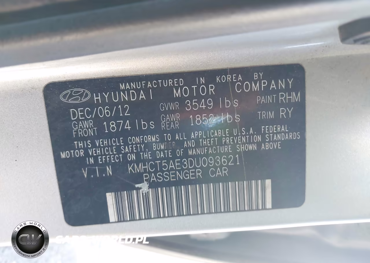 2013 Hyundai Accent Gs VIN:KMHCT5AE3DU093621 - 9