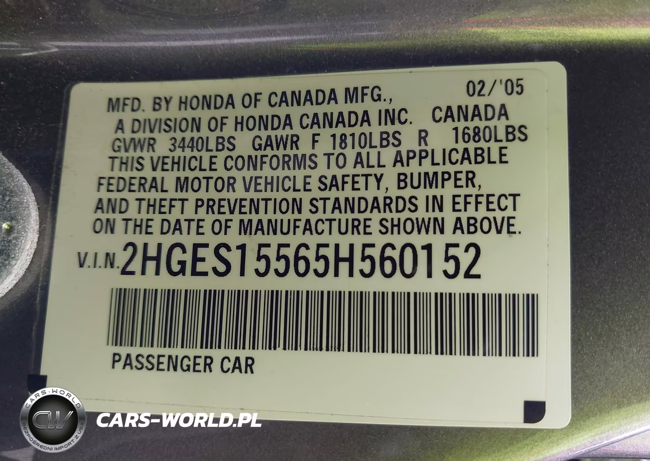 2005 Honda Civic Lx VIN:2HGES15565H560152 - 9