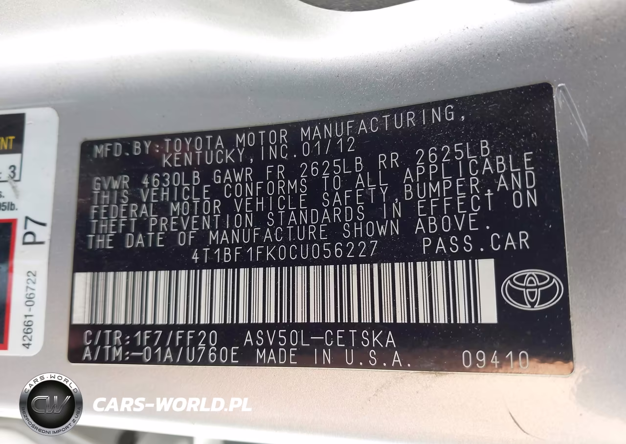 2012 Toyota Camry Se VIN:4T1BF1FK0CU056227 - 9