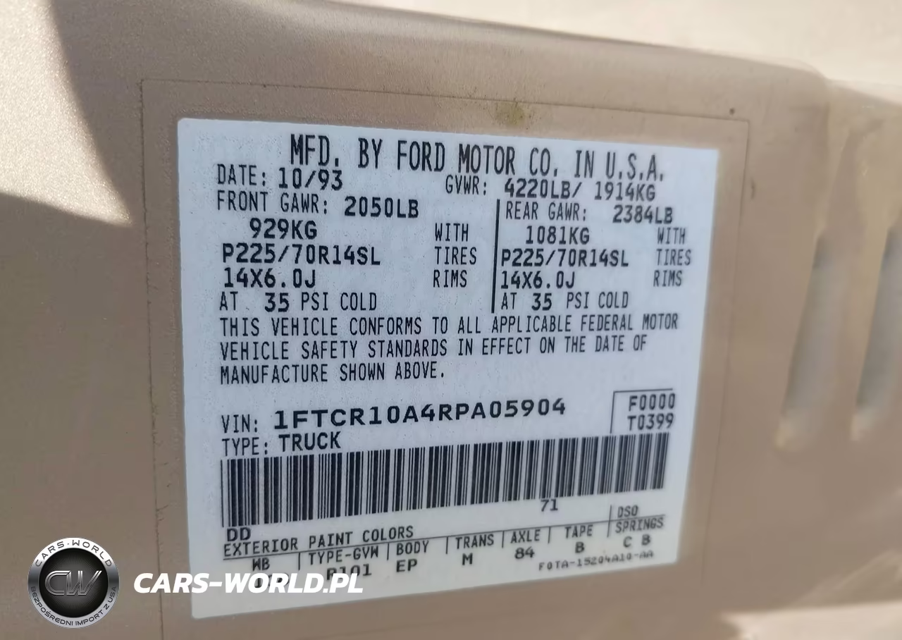 1994 Ford Ranger VIN:1FTCR10A4RPA05904 - 9