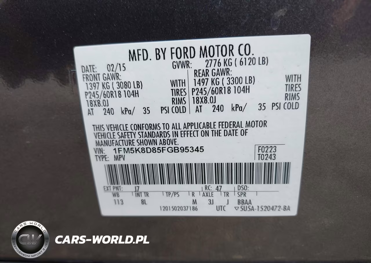 2015 Ford Explorer Xlt VIN:1FM5K8D85FGB95345 - 9