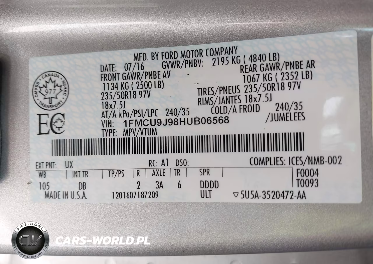 2017 Ford Escape Titanium VIN:1FMCU9J98HUB06568 - 9