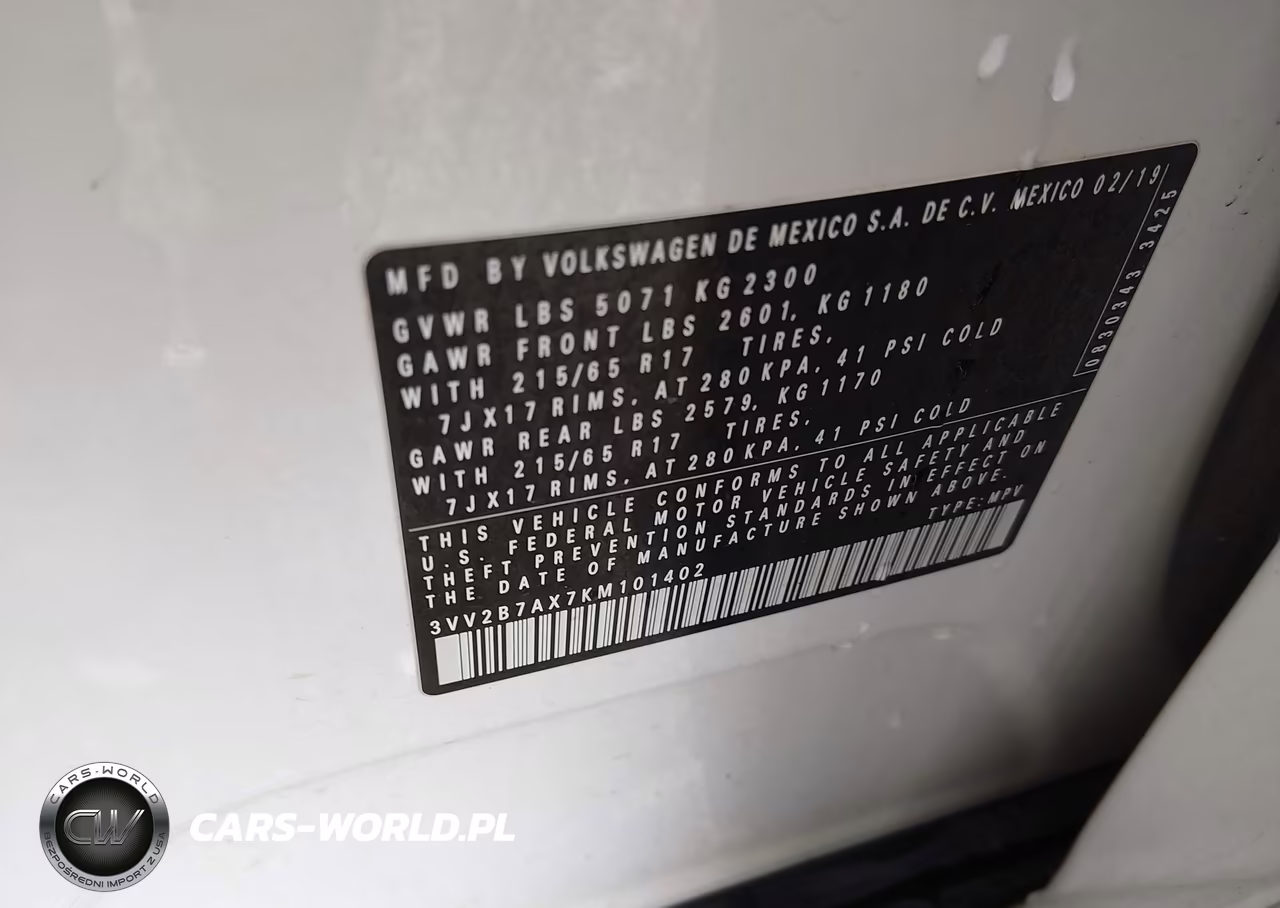 2019 Volkswagen Tiguan 2.0T Se-2.0T Sel-2.0T Sel R-Line-2.0T Sel R-Line Black VIN:3VV2B7AX7KM101402 - 9