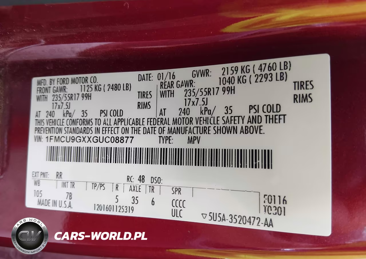 2016 Ford Escape Se VIN:1FMCU9GXXGUC08877 - 9