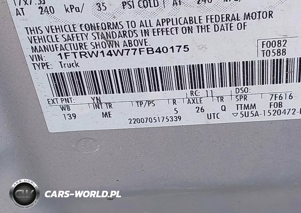 2007 Ford F-150 Xlt VIN:1FTRW14W77FB40175 - 9