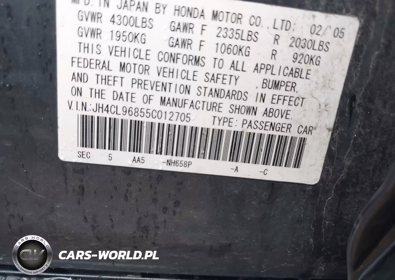 2005 Acura Tsx VIN:JH4CL96855C012705 - 9
