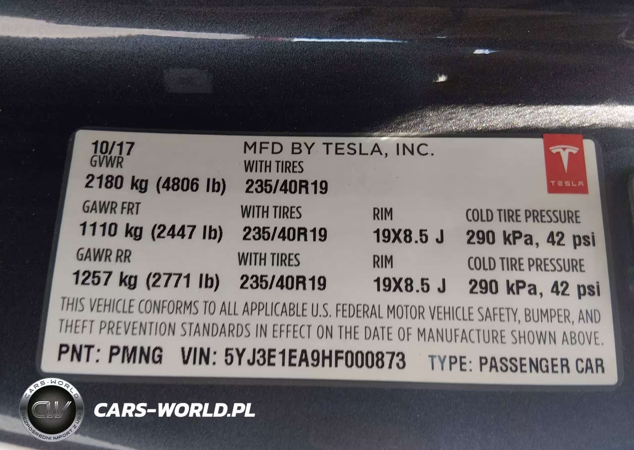 2017 Tesla Model 3 VIN:5YJ3E1EA9HF000873 - 9