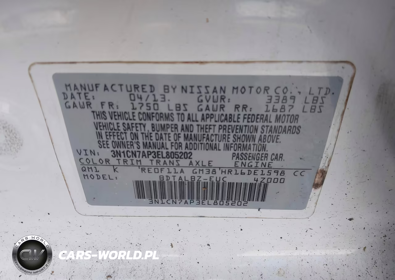 2014 Nissan Versa 1.6 Sv VIN:3N1CN7AP3EL805202 - 9