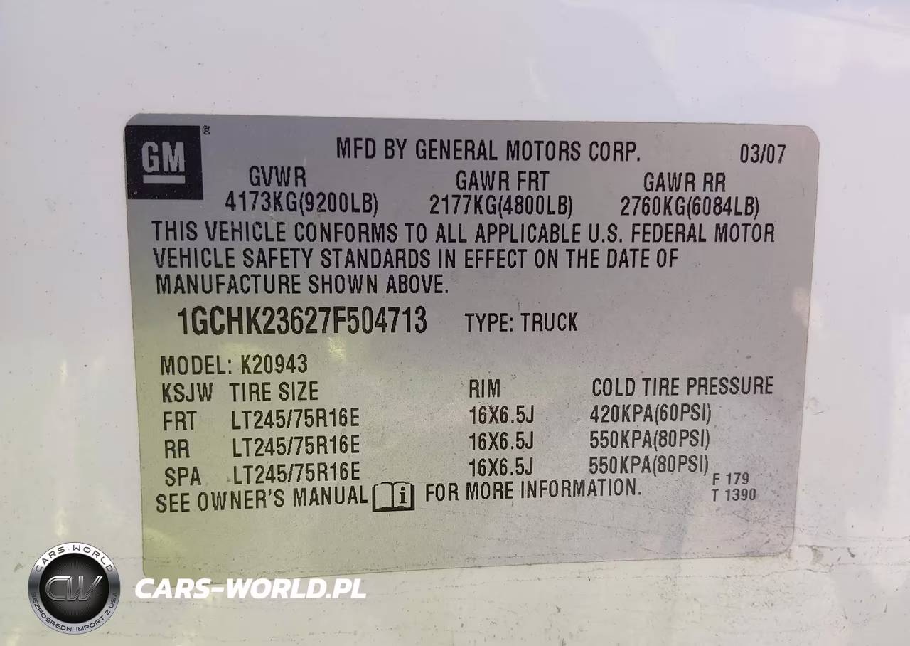 2007 Chevrolet Silverado 2500Hd Lt2 VIN:1GCHK23627F504713 - 9
