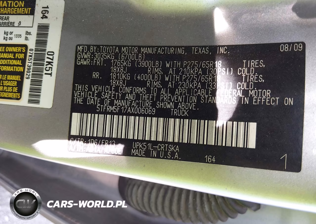 2010 Toyota Tundra Grade 4.6L V8 VIN:5TFRM5F17AX006069 - 9