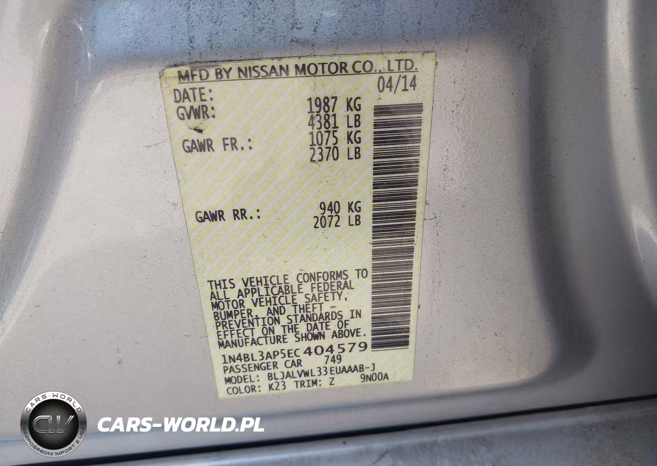 2014 Nissan Altima 3.5 Sl VIN:1N4BL3AP5EC404579 - 9