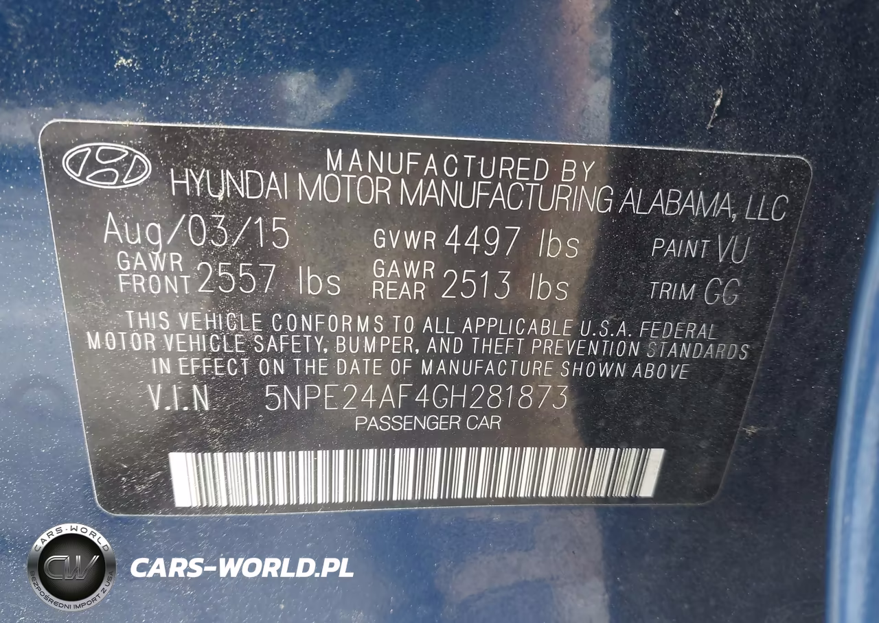 2016 Hyundai Sonata Se VIN:5NPE24AF4GH281873 - 9