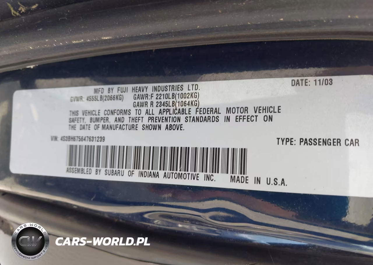 2004 Subaru Outback VIN:4S3BH675647631239 - 9
