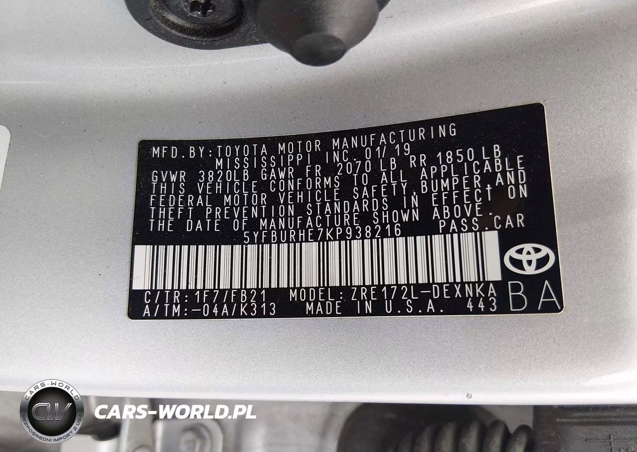 2019 Toyota Corolla Le VIN:5YFBURHE7KP938216 - 9