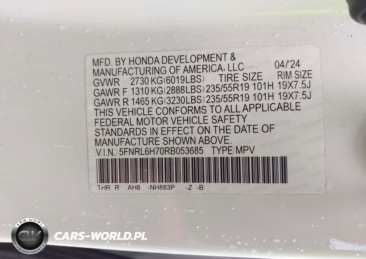 2024 Honda Odyssey Sport VIN:5FNRL6H70RB053685 - 9