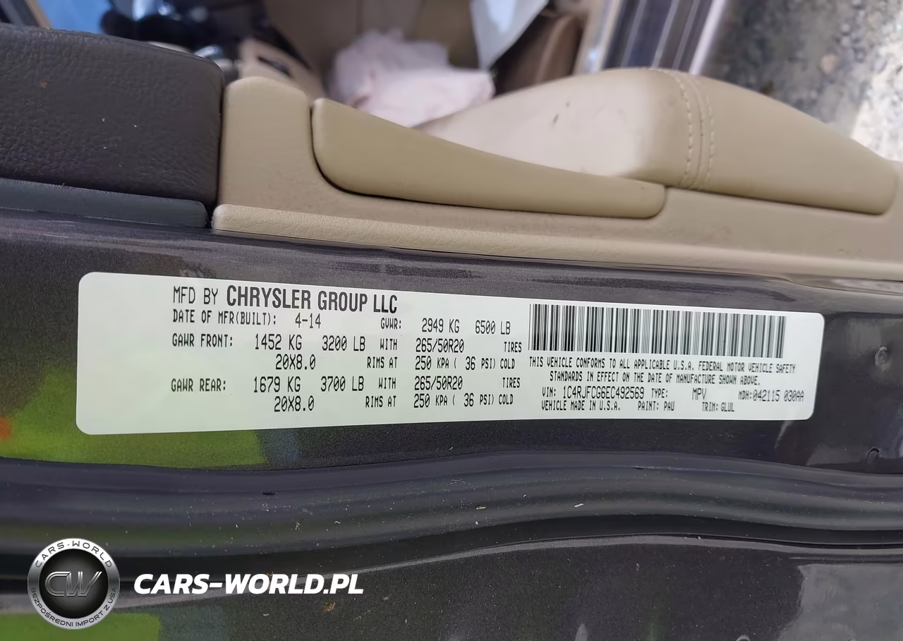 2014 Jeep Grand Cherokee Overland VIN:1C4RJFCG6EC492569 - 9