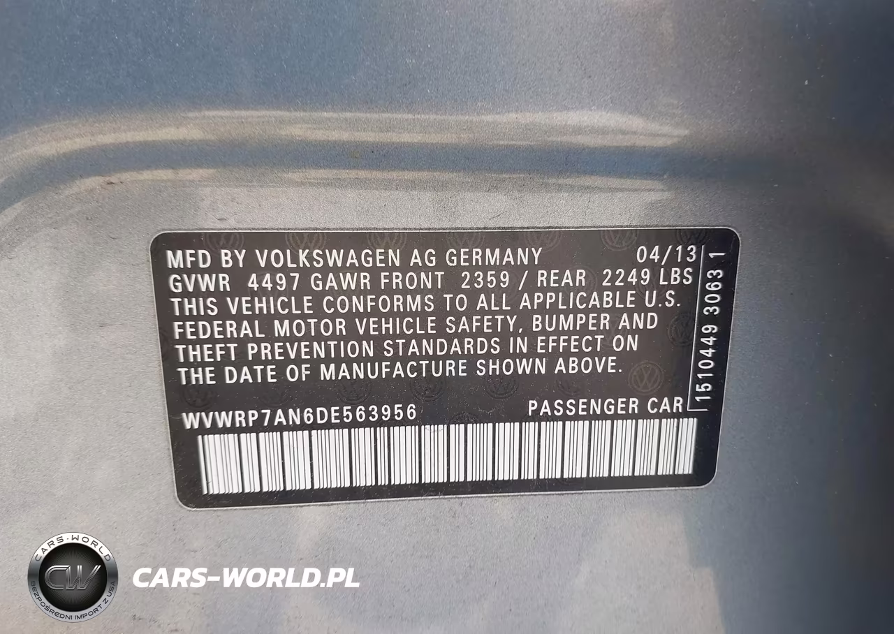 2013 Volkswagen Cc 2.0T Lux VIN:WVWRP7AN6DE563956 - 9