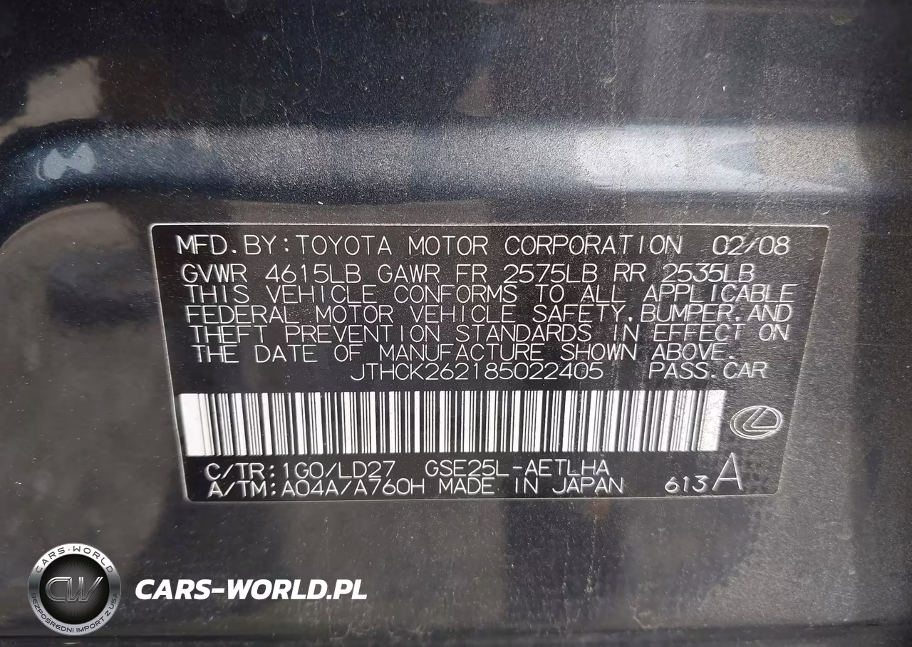 2008 Lexus Is 250 VIN:JTHCK262185022405 - 9