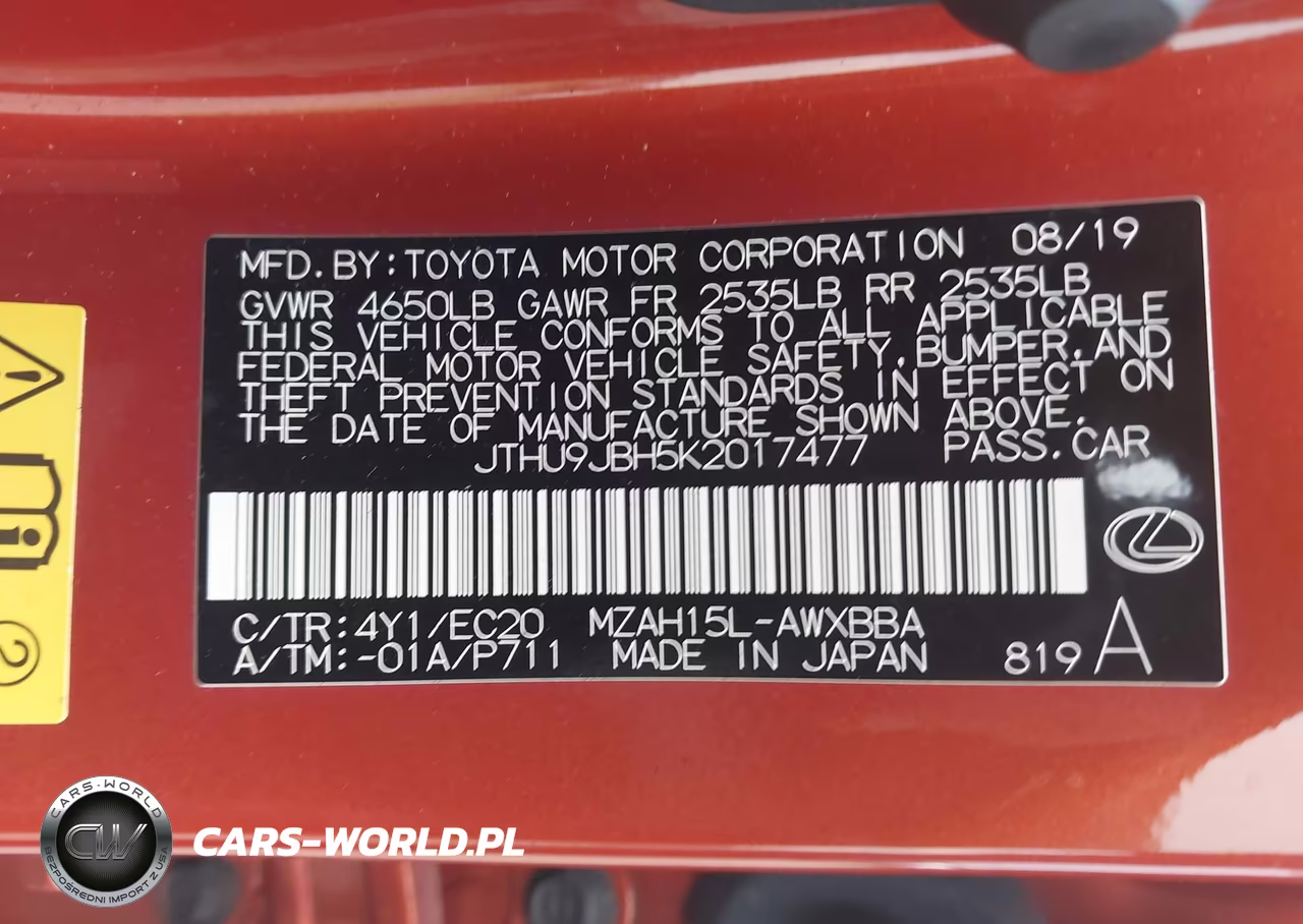 2019 Lexus Ux 250H VIN:JTHU9JBH5K2017477 - 9