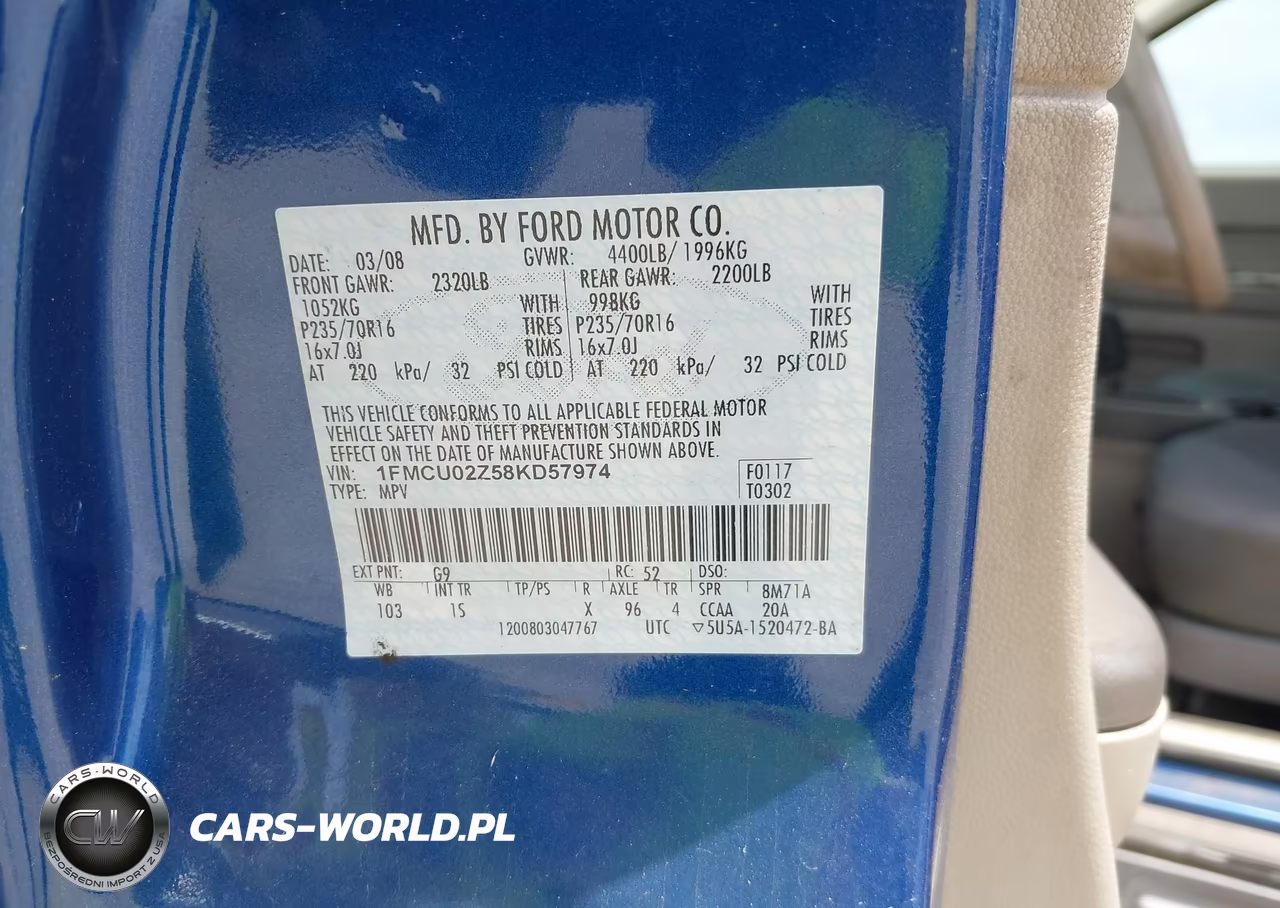 2008 Ford Escape Xls-Xls Manual VIN:1FMCU02Z58KD57974 - 9