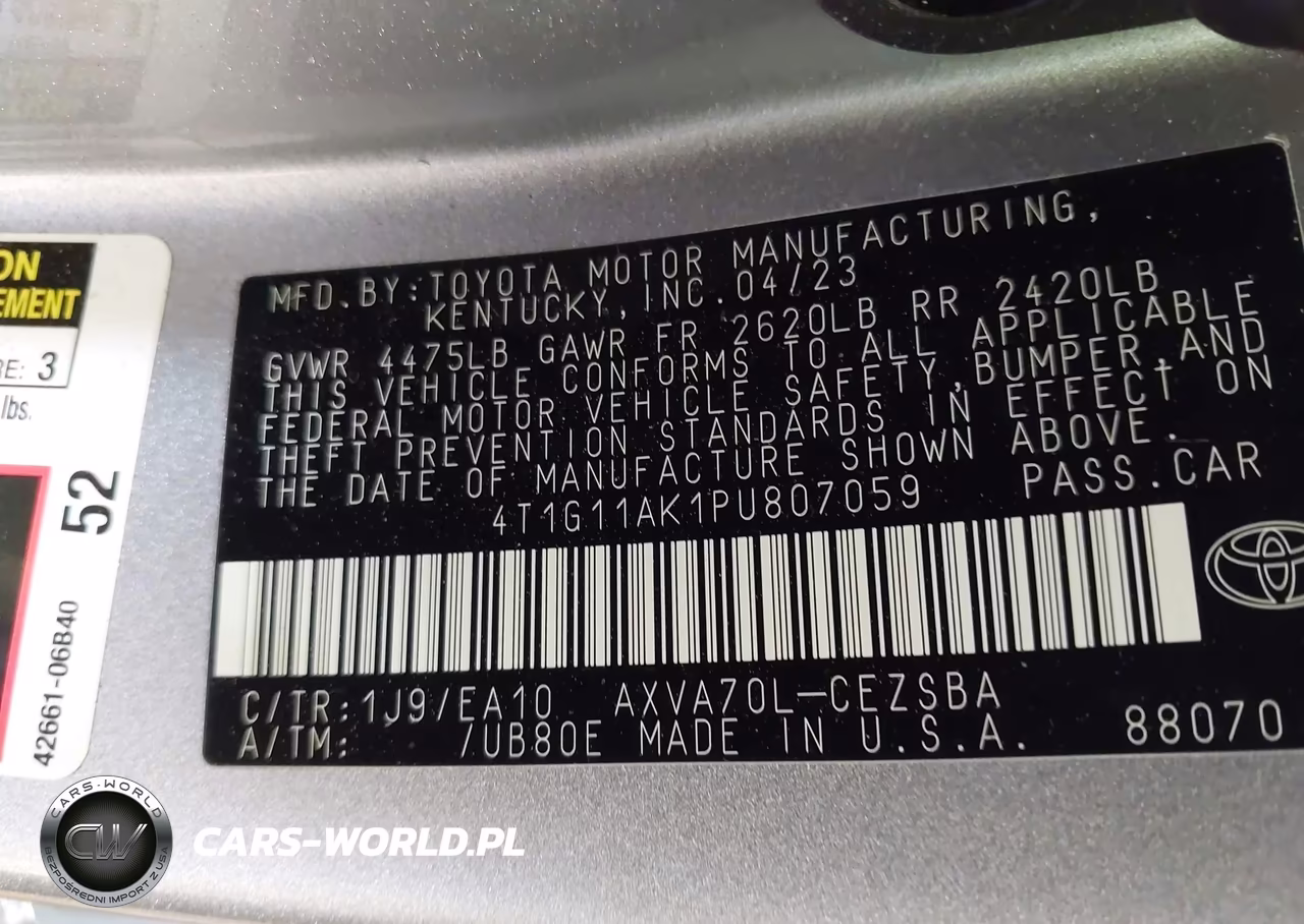 2023 Toyota Camry Se VIN:4T1G11AK1PU807059 - 9