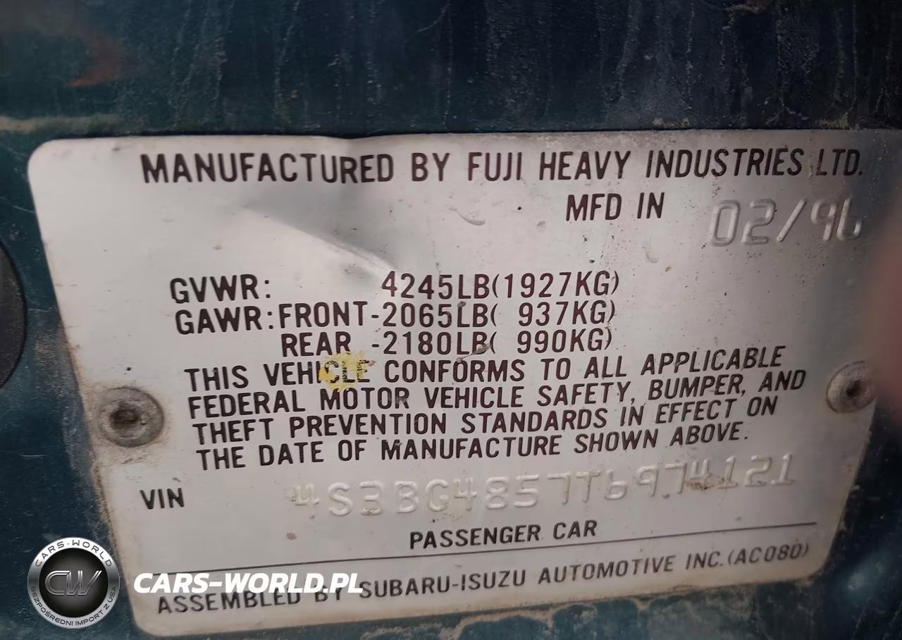 1996 Subaru Legacy Outback VIN:4S3BG4857T6974121 - 9
