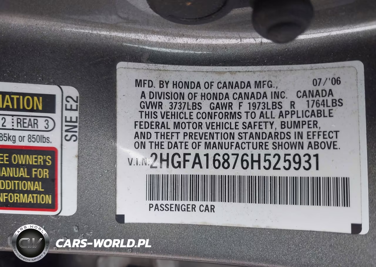 2006 Honda Civic Ex VIN:2HGFA16876H525931 - 9