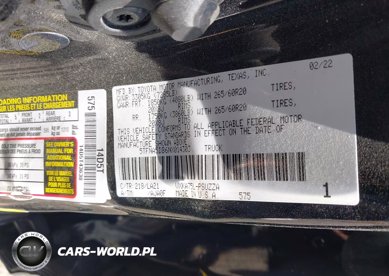 2022 Toyota Tundra Platinum VIN:5TFNA5DB6NX014303 - 9
