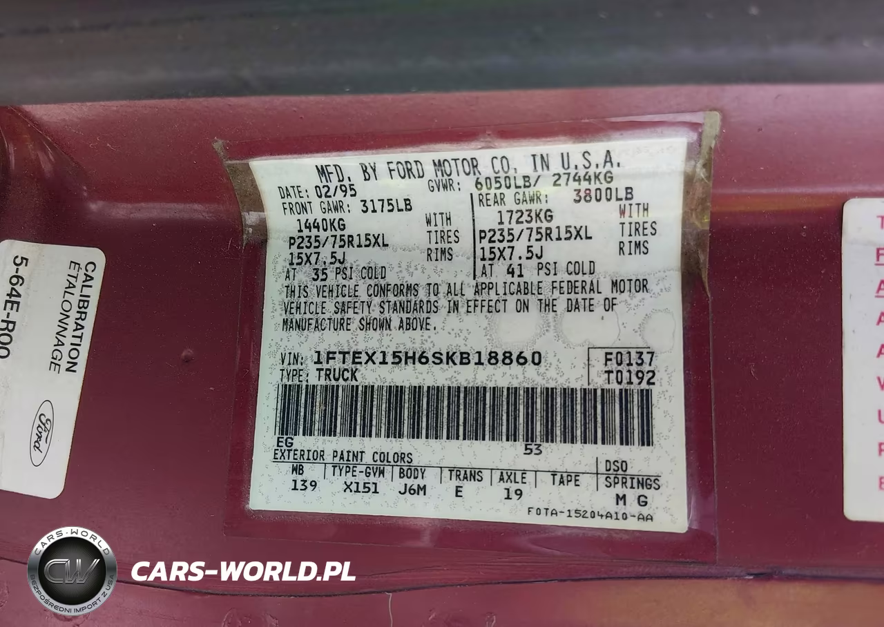 1995 Ford F150 VIN:1FTEX15H6SKB18860 - 9