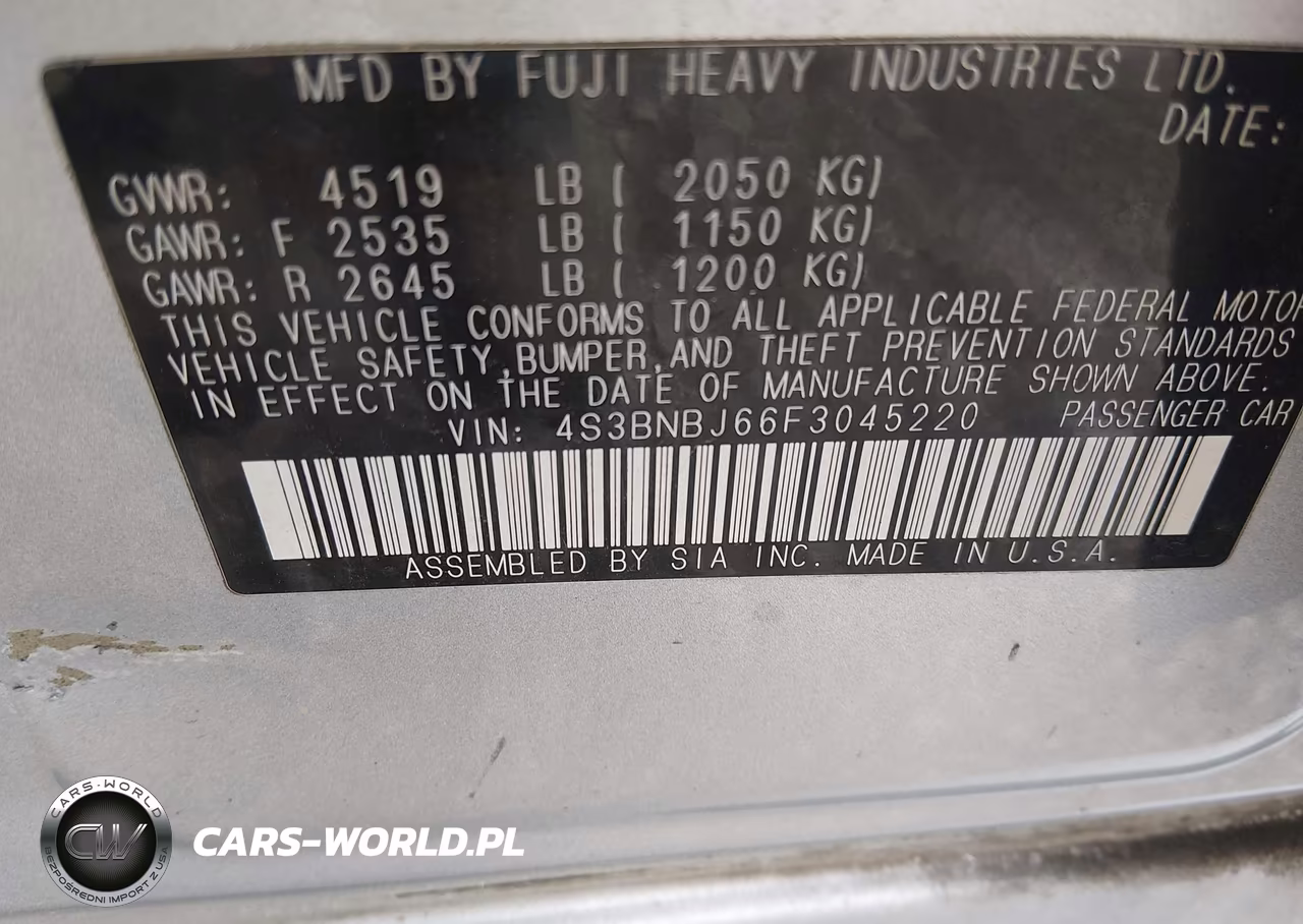 2015 Subaru Legacy 2.5I Limited VIN:4S3BNBJ66F3045220 - 9