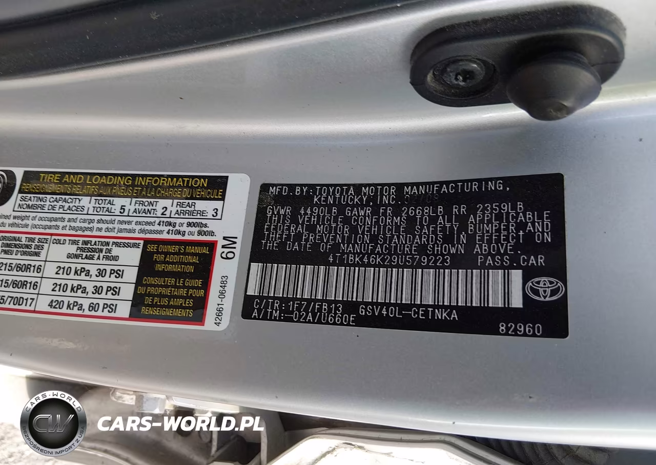 2009 Toyota Camry Le V6 VIN:4T1BK46K29U579223 - 9
