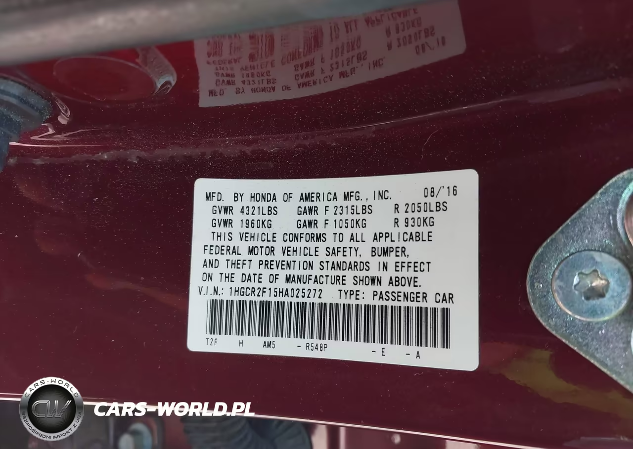 2017 Honda Accord Sport Se VIN:1HGCR2F15HA025272 - 9