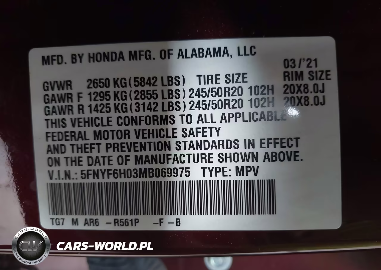2021 Honda Pilot Awd Elite VIN:5FNYF6H03MB069975 - 9