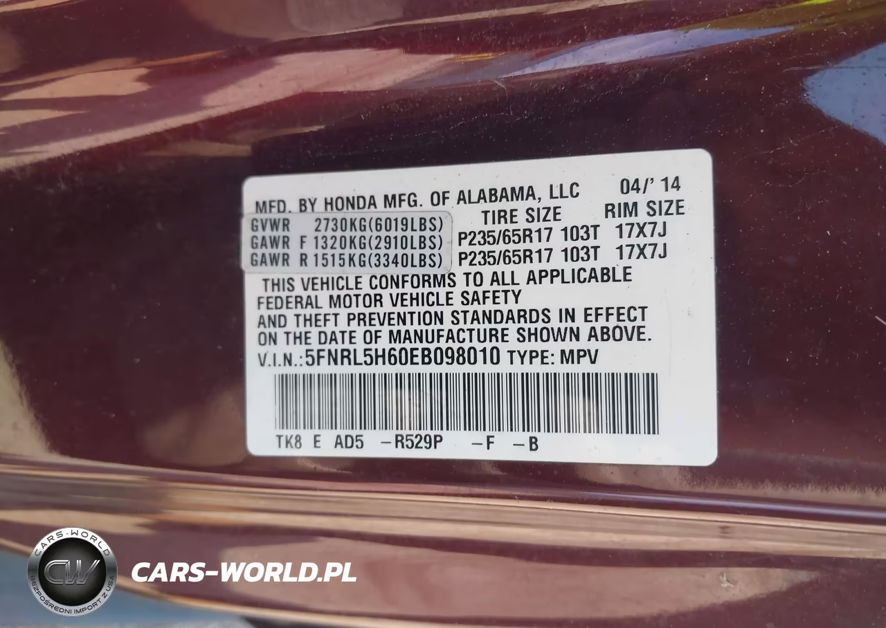 2014 Honda Odyssey Ex-L VIN:5FNRL5H60EB098010 - 9